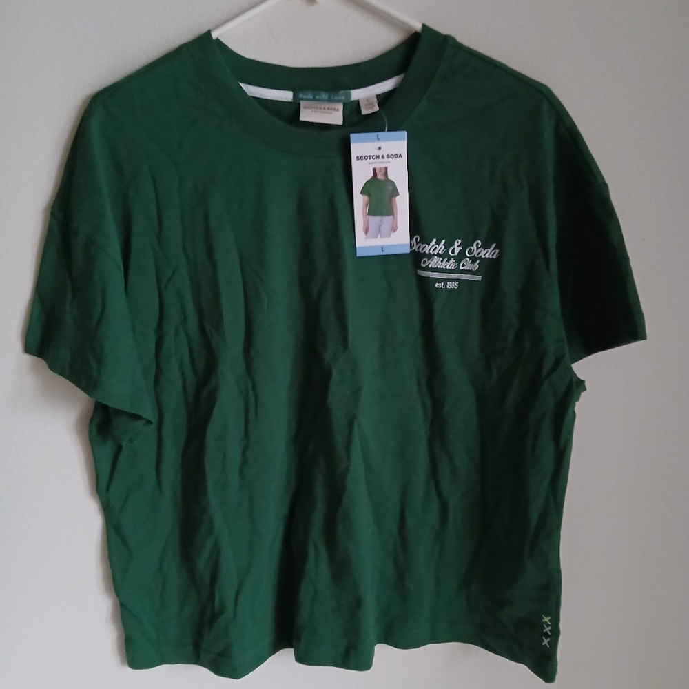 NWT Scotch & Soda Green T Shirt Size Large 1985 Athletic Club